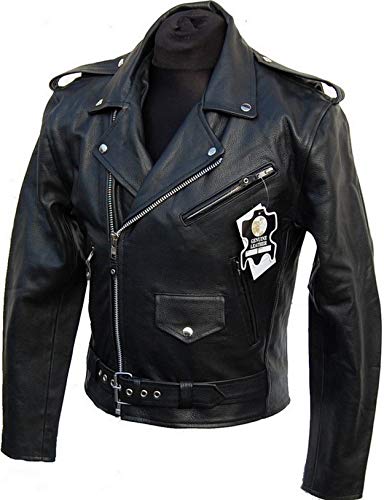 LEDERJACKE AUS RINDSLEDER - ROCKABILLY CHOPPER BIKER LEDER JACKE ROCKER PUNK